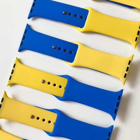 Патриотический ремешок для Apple watch 38/40/41mm Sport Band S/M Canary yellow / Capri blue